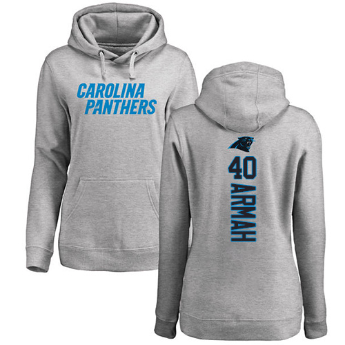 Carolina Panthers Ash Women Alex Armah Backer NFL Football 40 Pullover Hoodie Sweatshirts